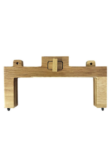 AHŞAP ÇANTA BURSU KLİPSLİ ASKILI 20 CM BEJ