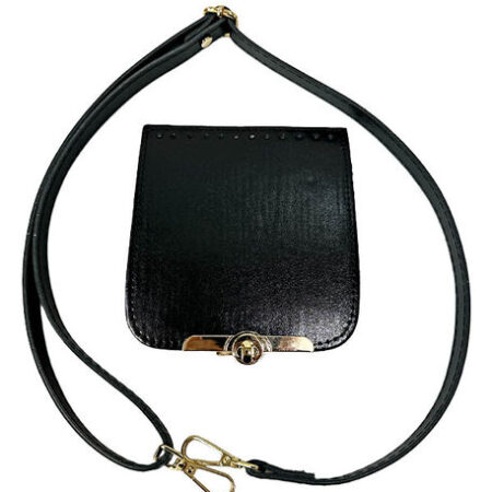 ÇANTA CEP TELEFONU ÖRGÜ SETİ PARLAK AYARLI SİYAH