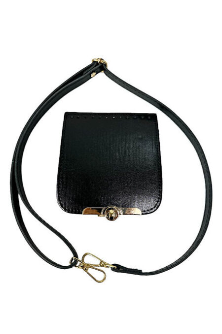 ÇANTA CEP TELEFONU ÖRGÜ SETİ PARLAK AYARLI SİYAH