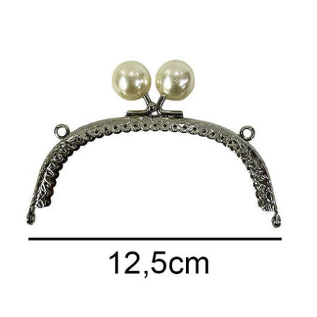 ÇANTA VE CÜZDAN KLİPSİ 12.5 CM İNCİLİ OVAL GÜMÜŞ