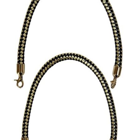 ÇANTA SAPI YENGEÇ BAŞLIKLI ÖRME FİTİL SAP SİYAH-ALTIN